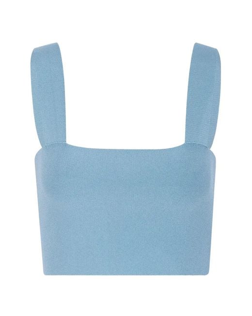 CAYET Blue Gisele Knitted Cropped Top