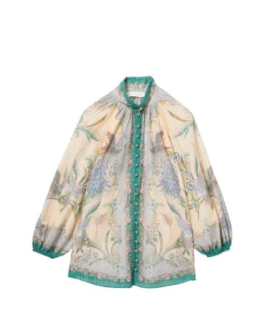 Camisa Indra Billow Con Motivo Floral Zimmermann de color White
