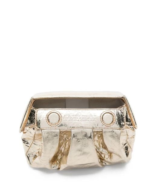 THEMOIRÈ Natural Pleated-Metallic Clutch Bag