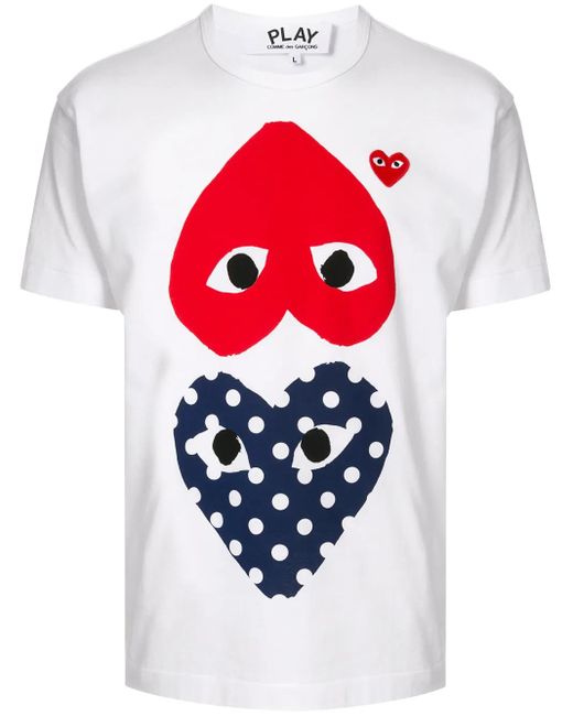 メンズ COMME DES GARÇONS PLAY ハートプリント Tシャツ White