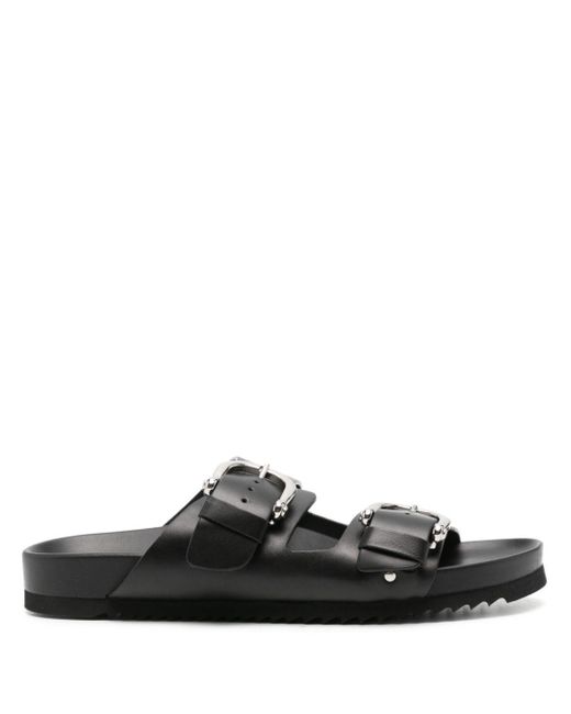 P.A.R.O.S.H. Black Buckled Leather Sandals