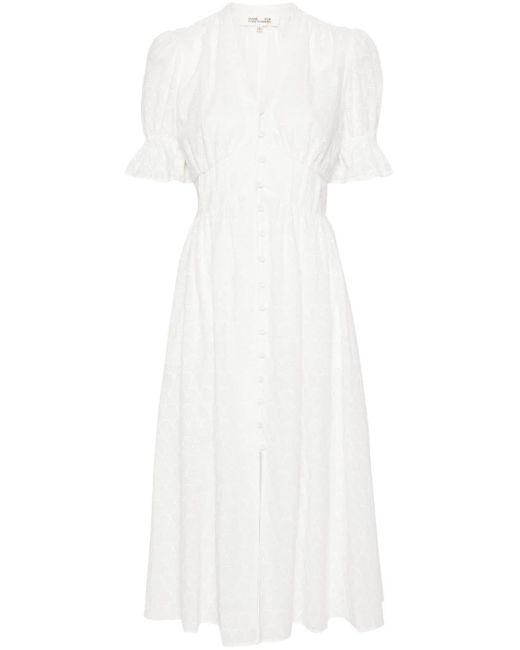 Diane von Furstenberg White Erica Midi Dress