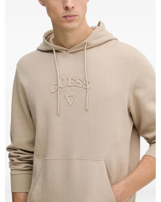 Guess Natural Hooded Logo Sweatshirt for men