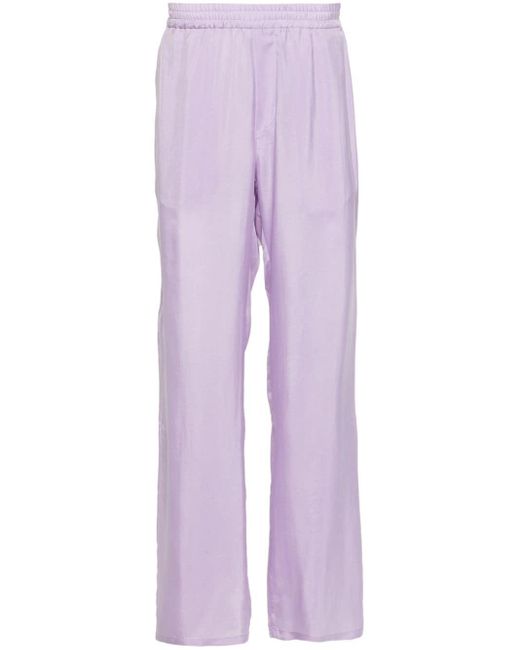 MSGM Purple Elasticated-waist Straight-leg Trousers for men