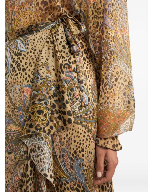 Etro Natural Peau D'Ange Silk Midi Skirt