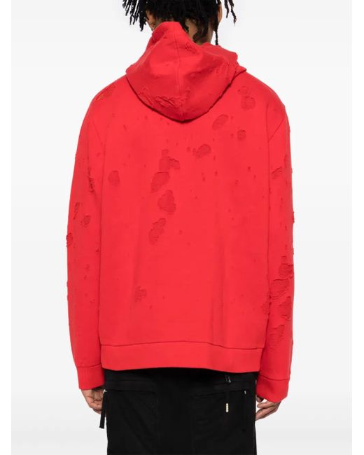 Givenchy Red Distressed-Effect Hoodie for men
