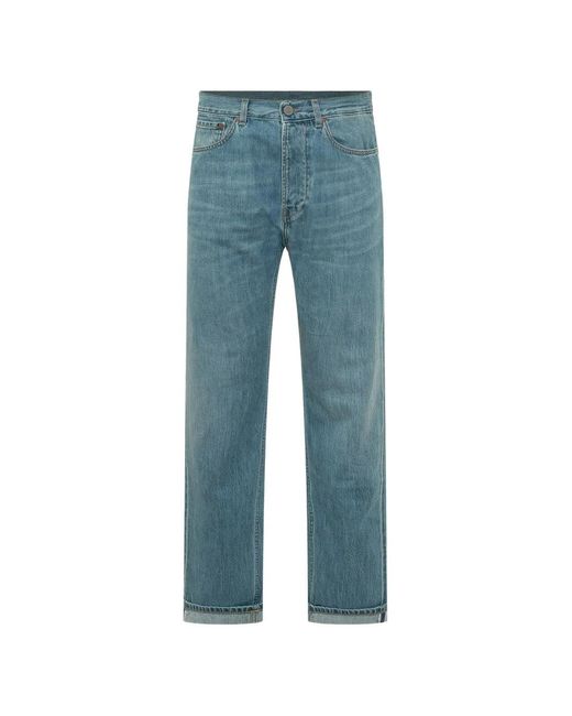 Tela Genova Blue Logo-Patch Straight-Leg Jeans for men