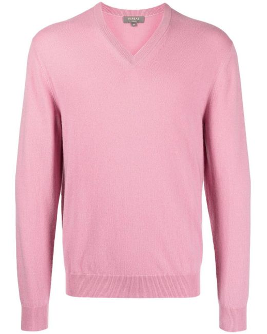 N.Peal Cashmere The Burlington Pullover mit V-Ausschnitt in Pink für Herren