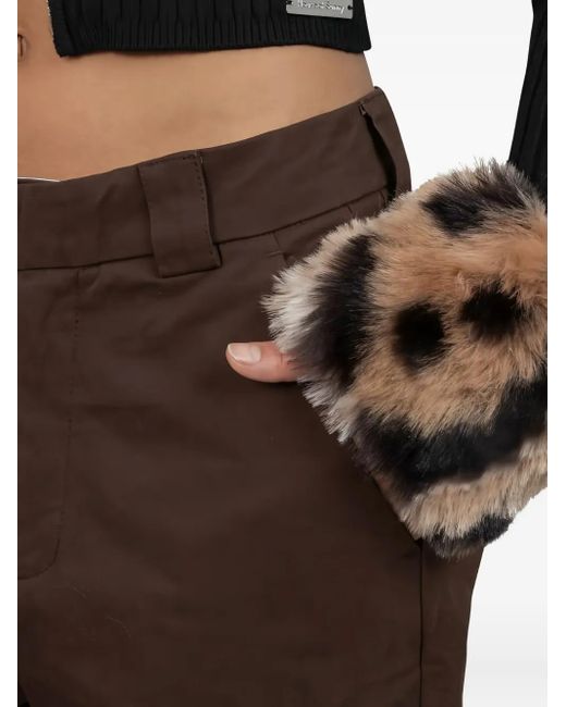 House Of Sunny Brown Embroidered-Logo Cotton Trousers