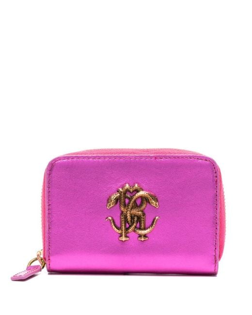 Portefeuille à plaque ponogrammée Roberto Cavalli en coloris Purple