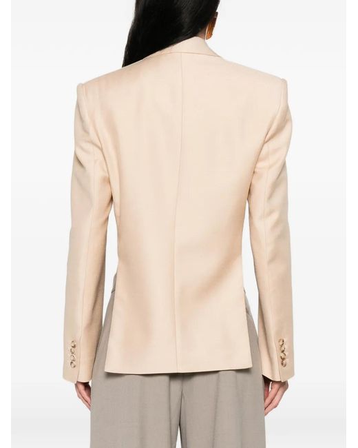 Stella McCartney Natural Double-Breasted Cut-Out Blazer