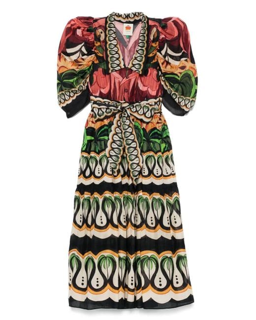Farm Rio Red Coconut Tree Maxi Dress