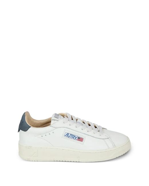 Autry White Dallas Low Logo-Patch Sneakers
