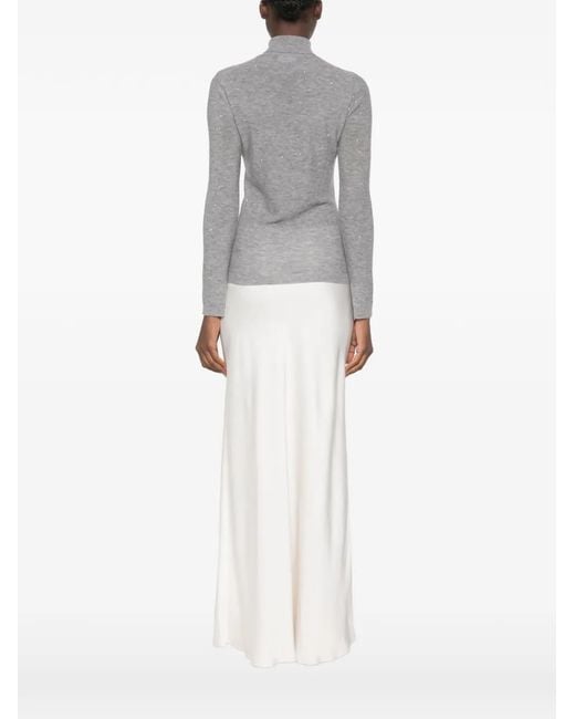 Fabiana Filippi Gray Sequin-Embellished Turtleneck Sweater