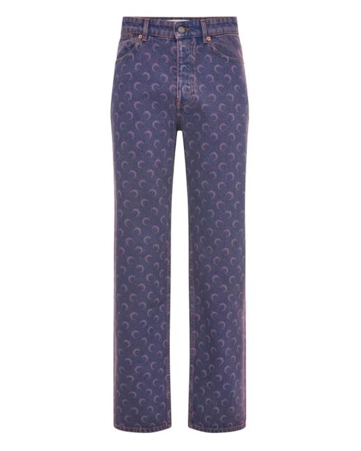 MARINE SERRE Blue Crescent Moon Jeans for men