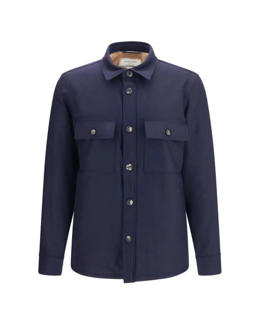 Jacob Cohen Blue Button-Up Patch-Pocket Jacket for men