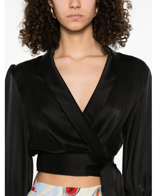 black silk wrap top