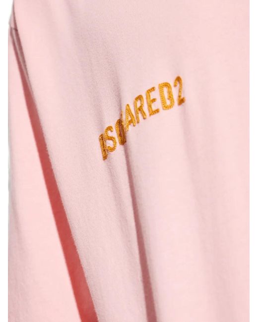DSquared² Pink T-Shirt With Logo for men