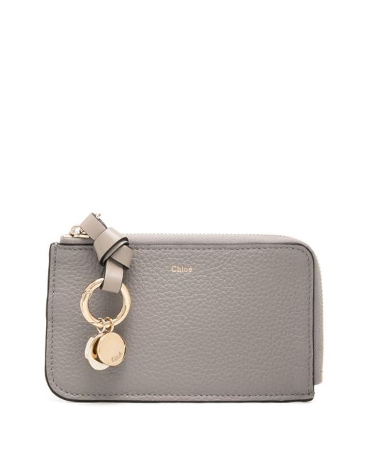 Chloé Gray Logo-charm Leather Cardholder