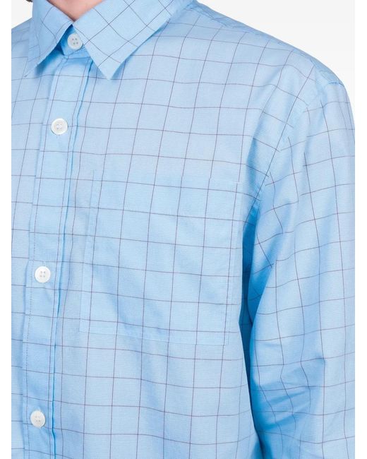 Another Aspect Blue Chemise À Carreaux for men