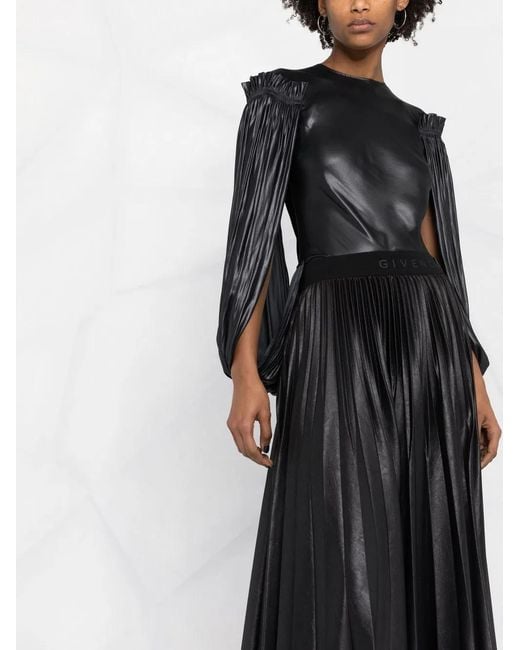 Stella McCartney Black Pleated Cut-Out Sleeves Blouse