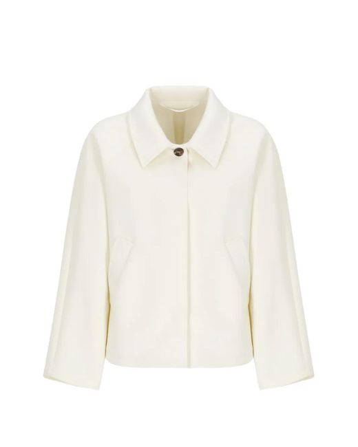 Emme White Spread-Collar Raglan-Sleeve Jacket