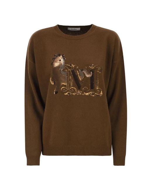 Max Mara Brown Monogram Embroidered Sweater