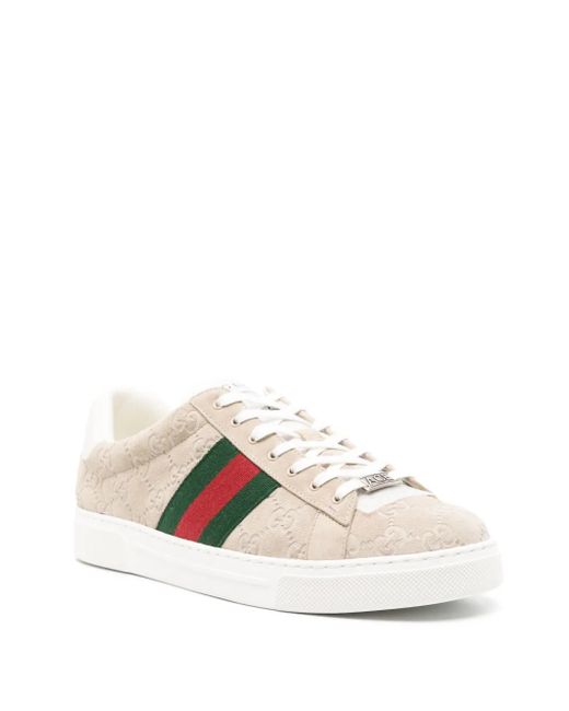 Gucci Natural Sneakers With 'Web' Strap for men