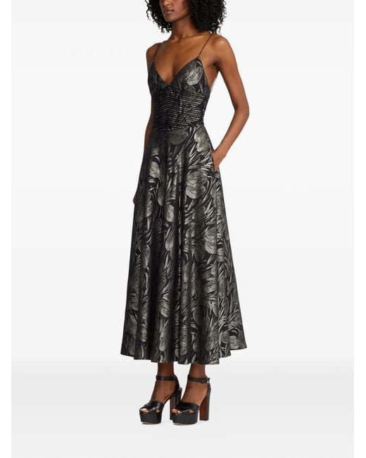 Ralph Lauren Black Henri Floral V-Neck Midi Dress