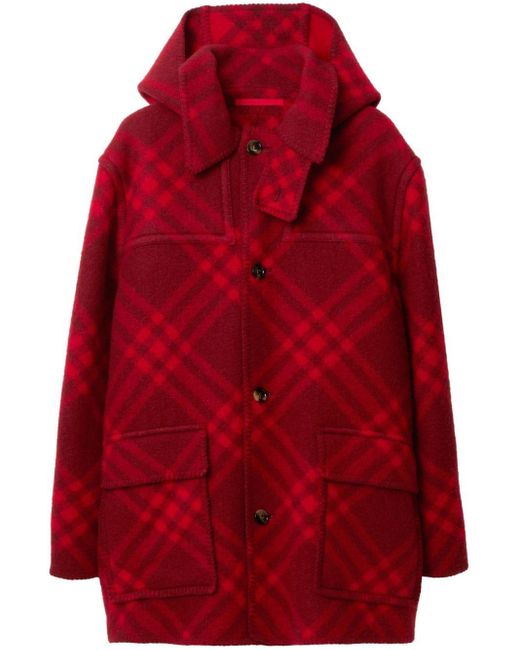 Burberry Red Check-pattern Wool Blanket Cape for men