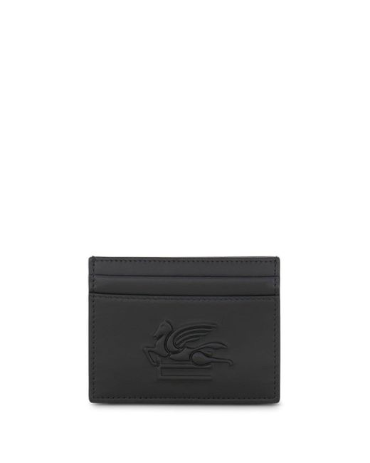 Etro Black Pegaso-motif Leather Cardholder for men