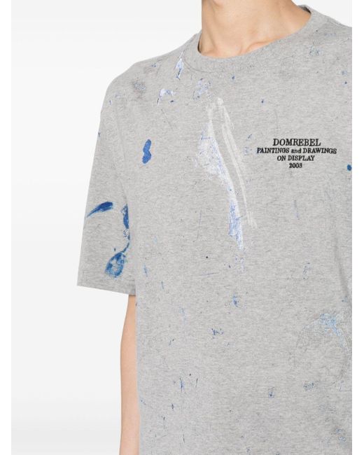 DOMREBEL Fizz T-Shirt mit Farbklecksen in Gray für Herren