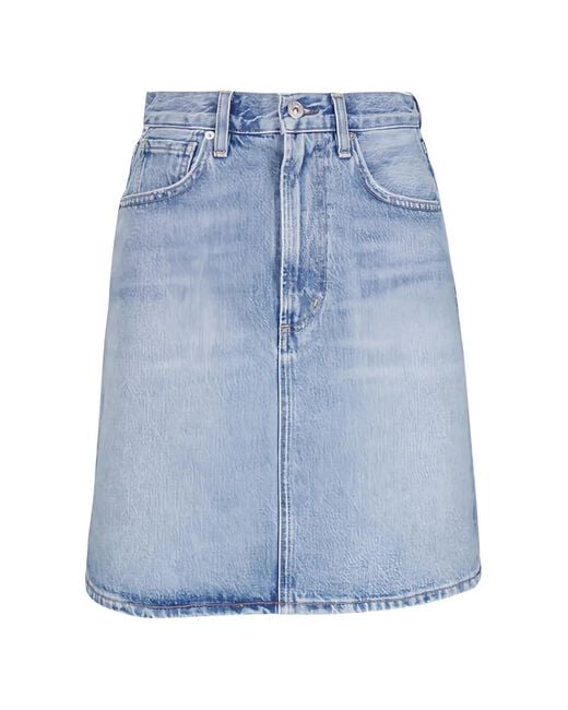 Citizens of Humanity Blue Faded-Effect Denim Skirt