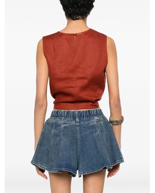 Twinset Sleeveless Embroidered Crop Top