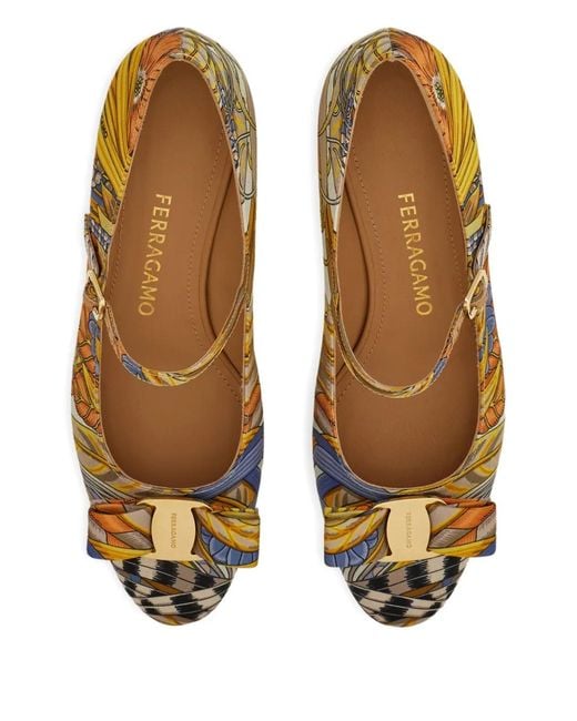 Ferragamo Brown 30Mm Bow-Embellished Mary Jane Pumps