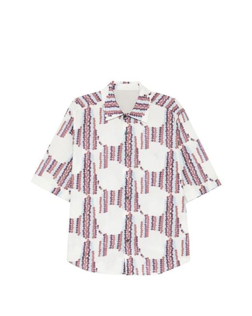CROQUIS White Geometric-Print Short-Sleeve Shirt for men