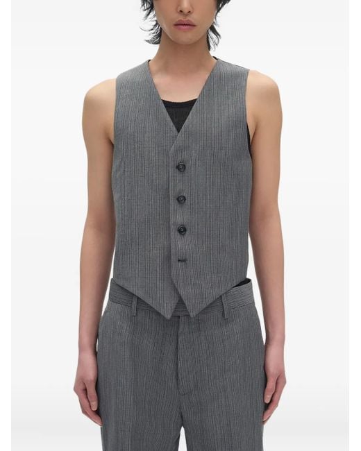 メンズ Ann Demeulemeester Pinstripe-pattern Waistcoat Gray