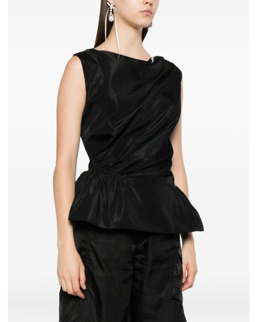 Simone Rocha Black Draped Peplum Top