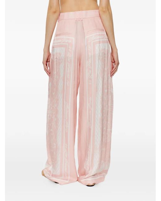 Balmain Pink Logo-Print Palazzo Pants