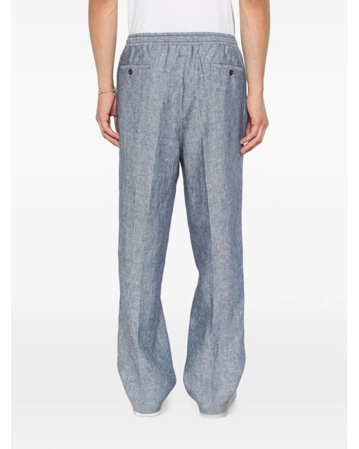 Corneliani Gray Drawstring Straight-Leg Trousers for men