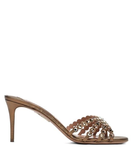 Aquazzura Brown Tequila Embellished Sandals