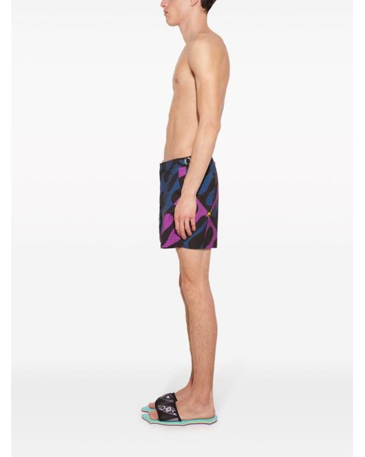 Emilio Pucci Purple Abstract Print Swimshorts for men