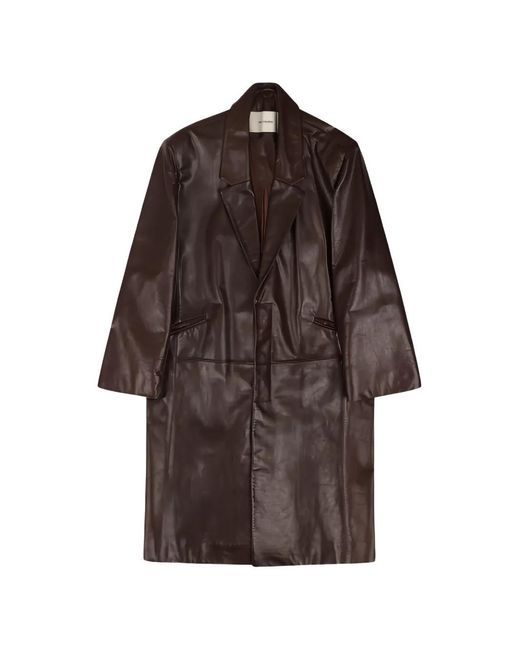 Entire studios Brown Single-Breasted Leather Coat
