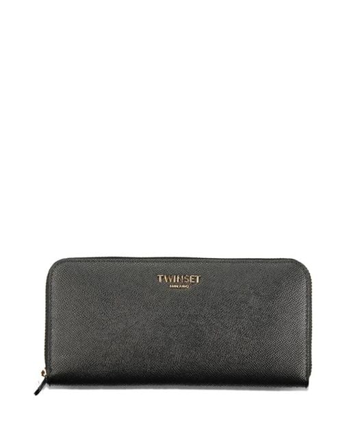 Twinset Gray Grained Zip-Around Wallet