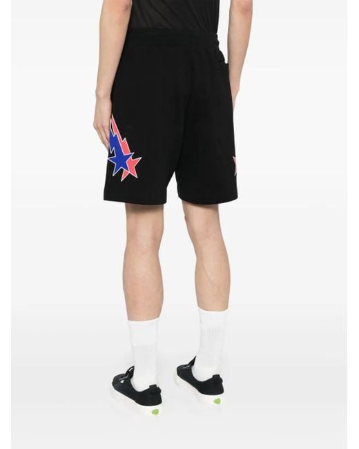 Phobia Black Starry Lightning Print Cotton Shorts for men
