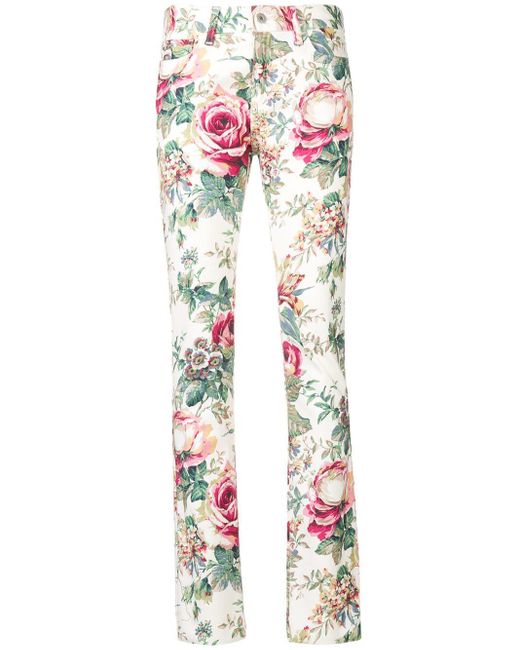 Junya Watanabe Floral Print Skinny Jeans in White - Save 52% - Lyst