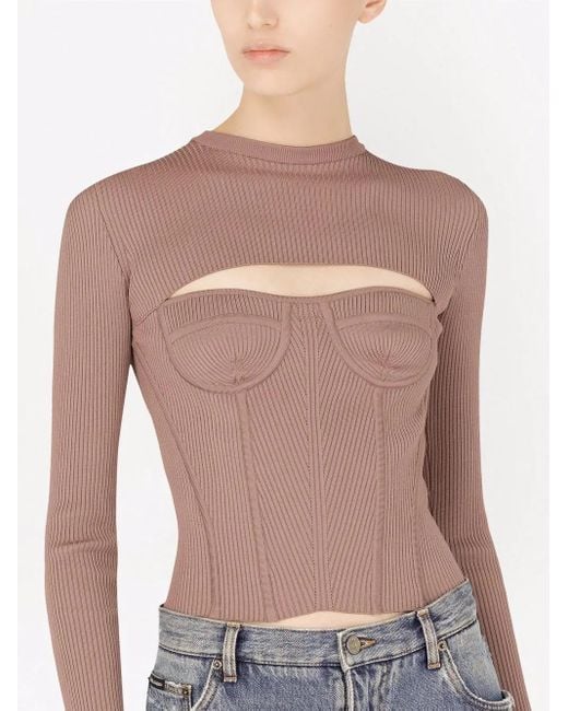 Dolce & Gabbana Multicolor Cut-Out Corset Jumper