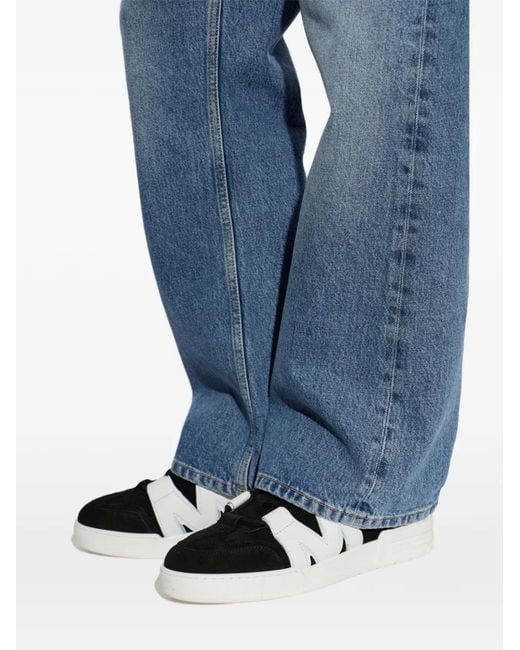 Moschino Black Logo-Patch Leather Sneakers for men