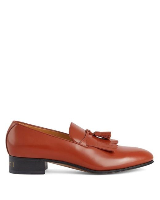 Gucci Tasseltrim Leather Loafers in Brown for Men Lyst