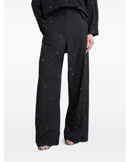 GIUSEPPE DI MORABITO Black Crystal-Embellished Palazzo Pants